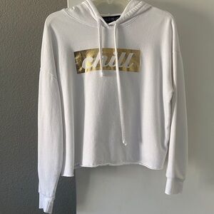 Rebellious One White Hoodie with Gold Accent